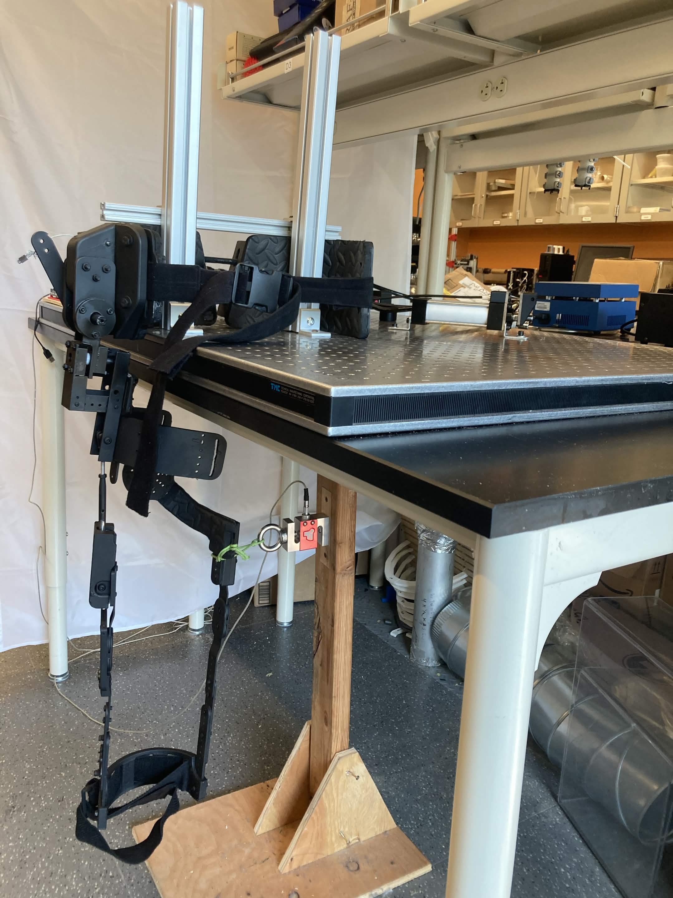 Fall-Prevention Exoskeleton, hip mechanism on the force-testing bench